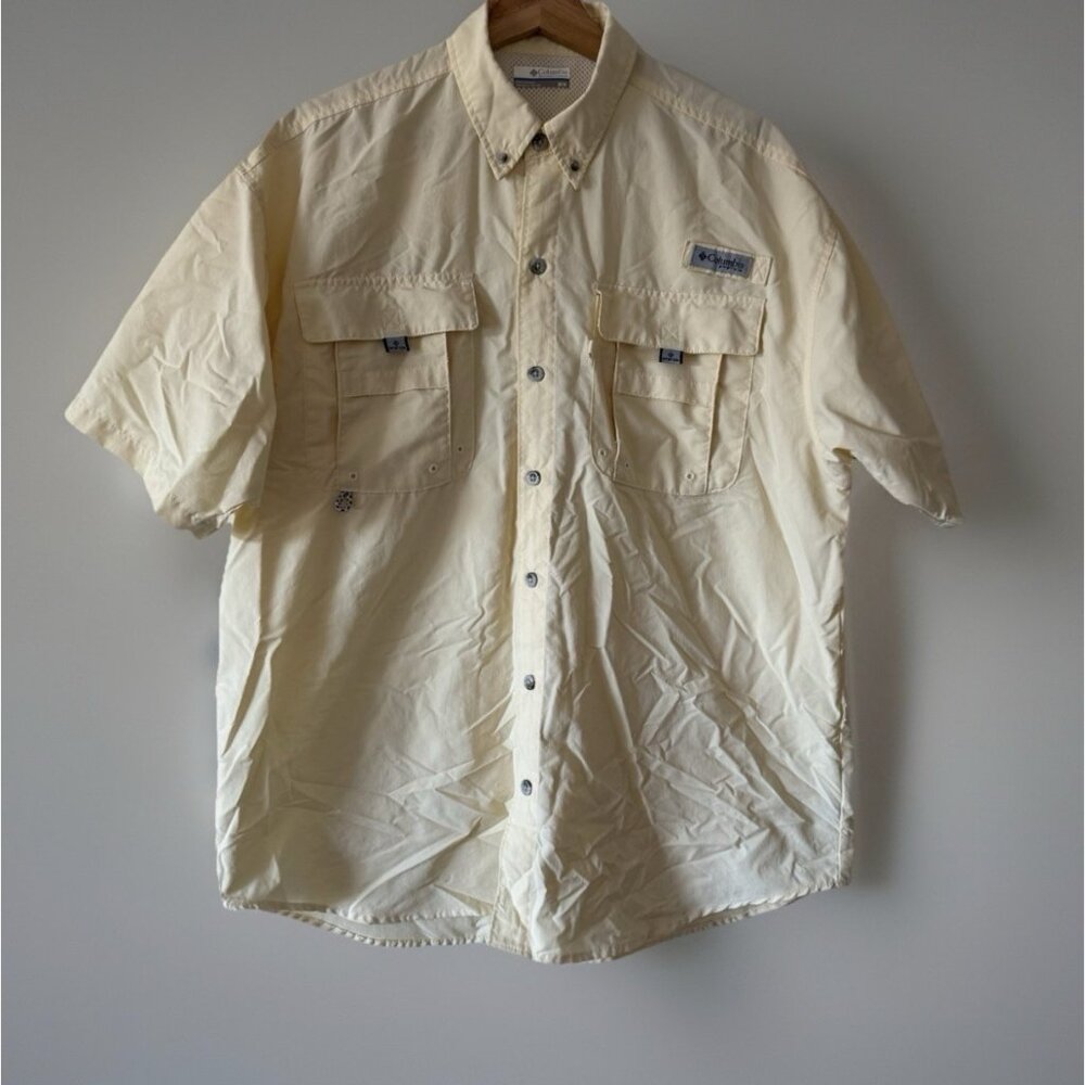 Columbia PFG Bahama Shirt Men’s Sz M Yellow Short Sleeve Fishing Outdoors Vented